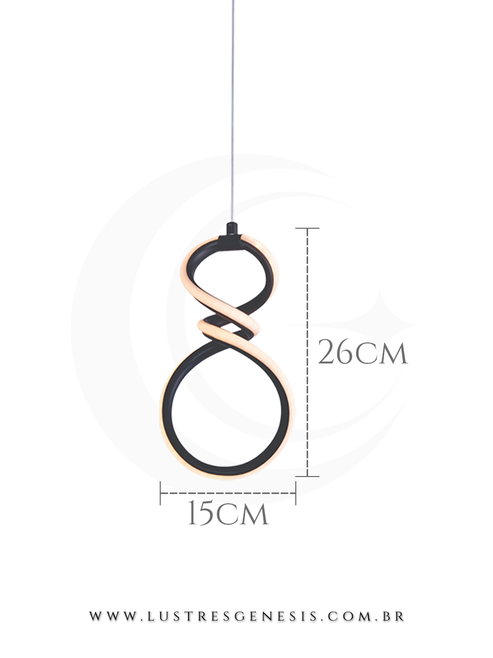 O Lustre Pendente em metal e silicone une elegancia e sofistiacao para o seu ambiente. Com LED integrado de 18W na luz amarela 3000K bivolt
